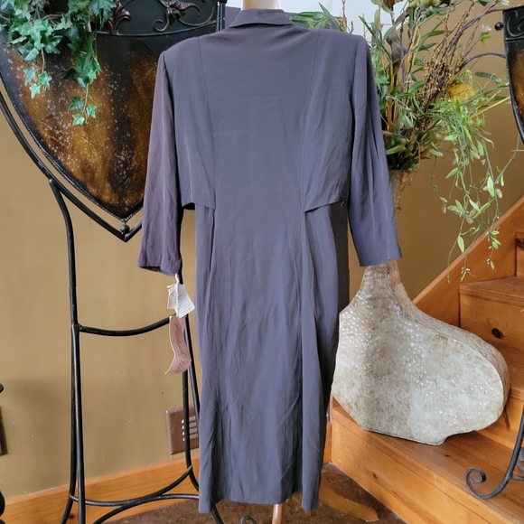 NEW Vintage 80s Dress Michael Blair Double Breasted Trench Long Layered Look S - Picture 4 of 11